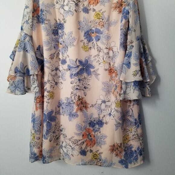 Nanette Lepore Pink Floral Ruffle Dress size 12 - Picture 10 of 11